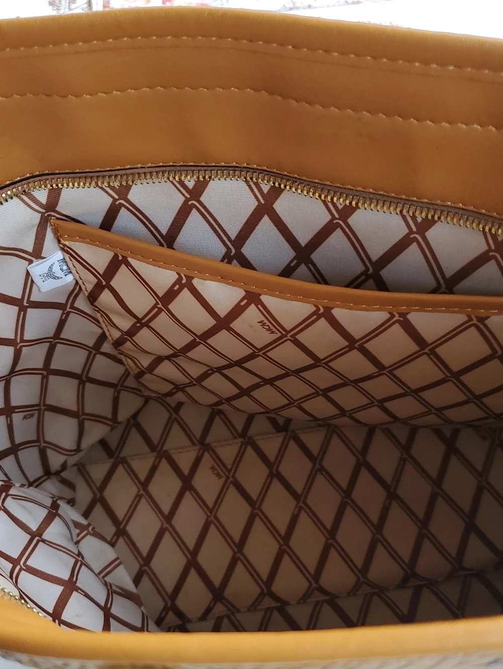 MCM Cognac Visetos Logo Tote Bag - Picture 4 of 14